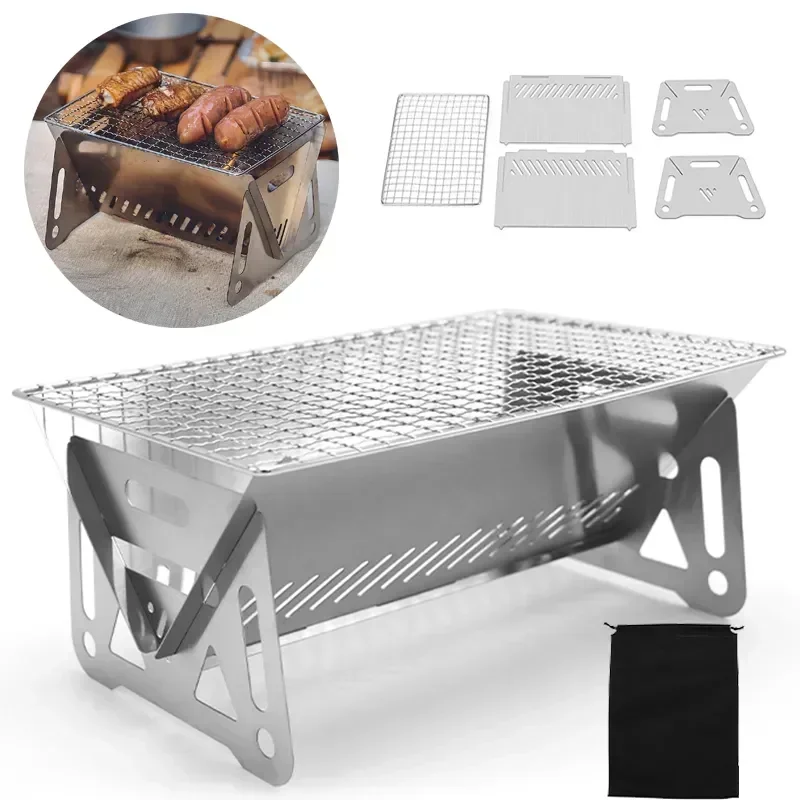 Camping Cooking Windshield - Portable Folding Barbecue Grill Heating Stoves