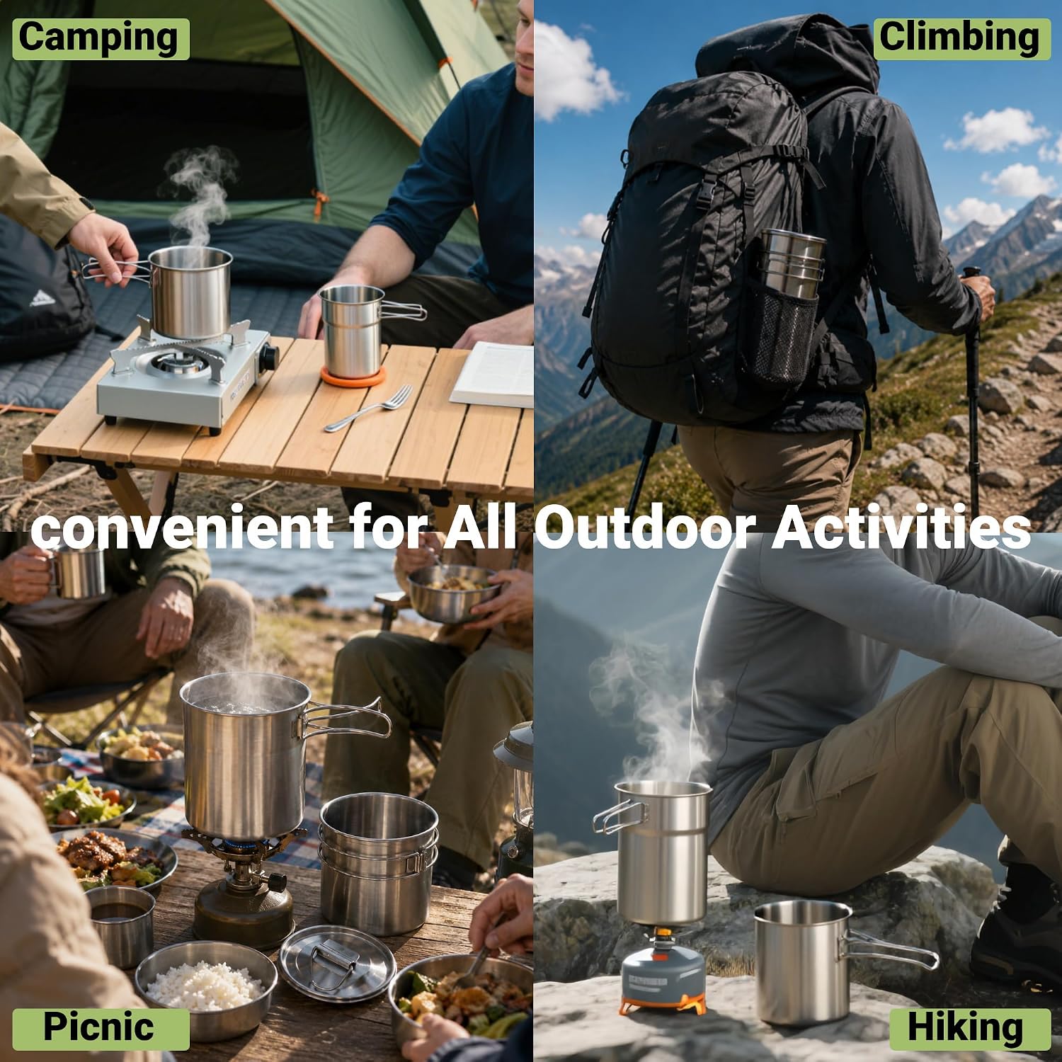 Foldable Camping Cups Mugs Cam - Camping Cooking Rice ulasan dan harga