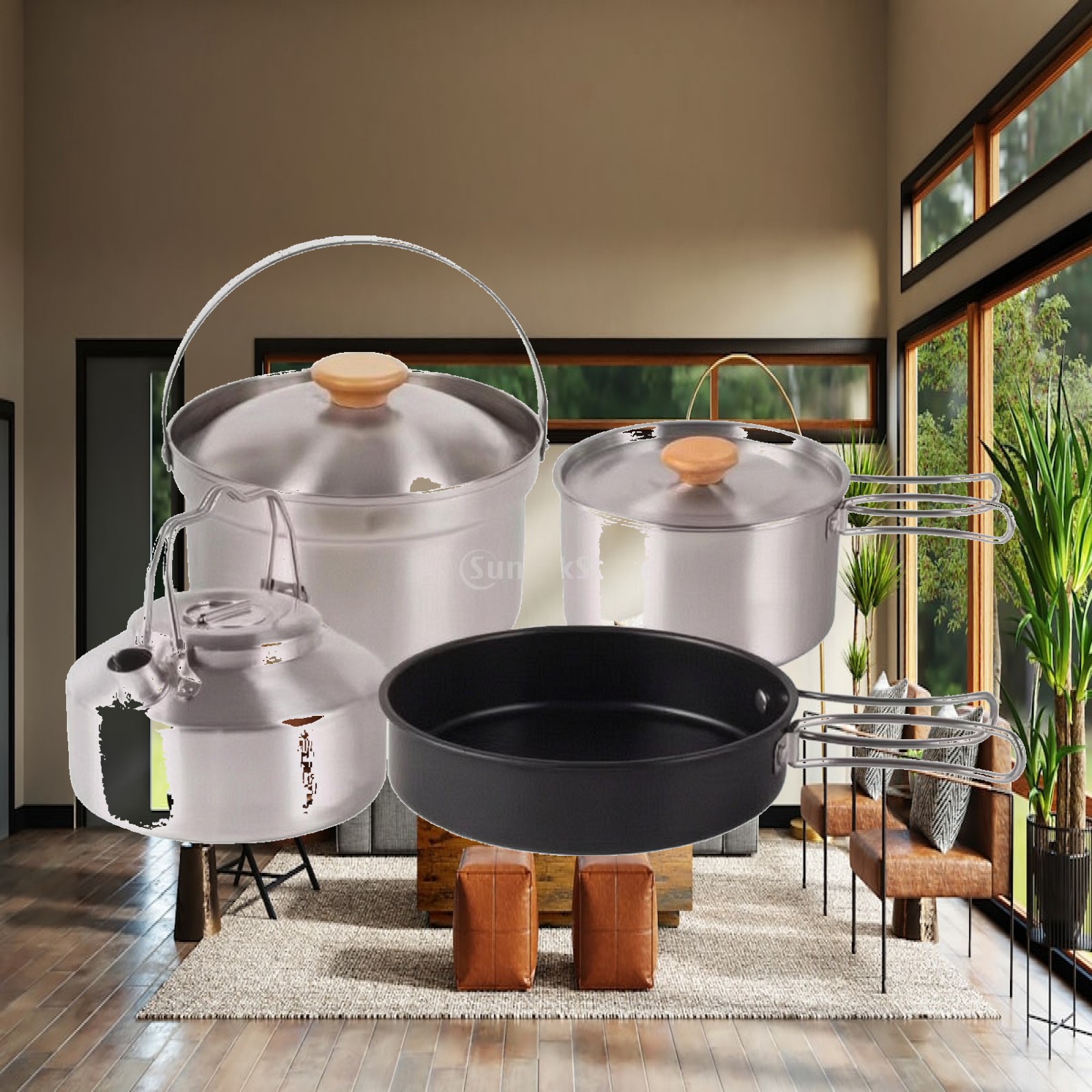 4 Pieces Stainless Steel Camp  - Camping Cooking Set For 4 ulasan dan harga