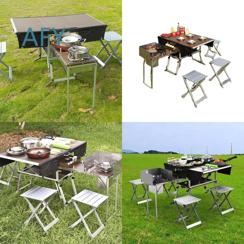 Portable Folding Food Trailer  - Camping Cooking Dining Set ulasan dan harga