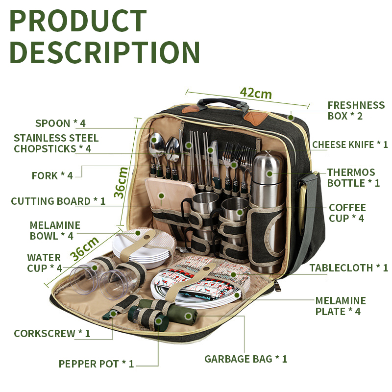 Portable Luxury Camping Picnic - Camping Cooking Set For 4 ulasan dan harga