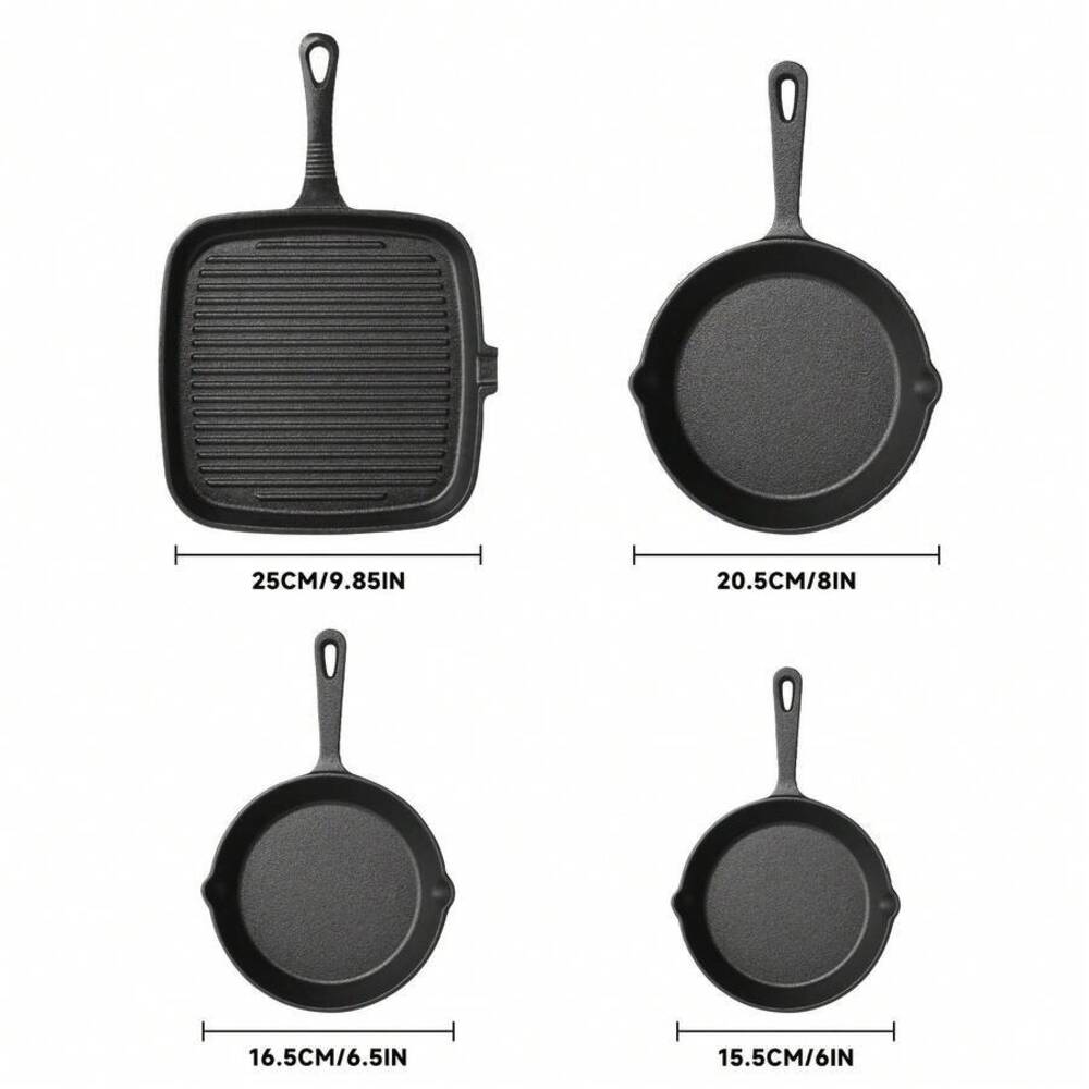 4-Piece Cast Iron Cookware Set - Camping Cooking Set For 4 ulasan dan harga