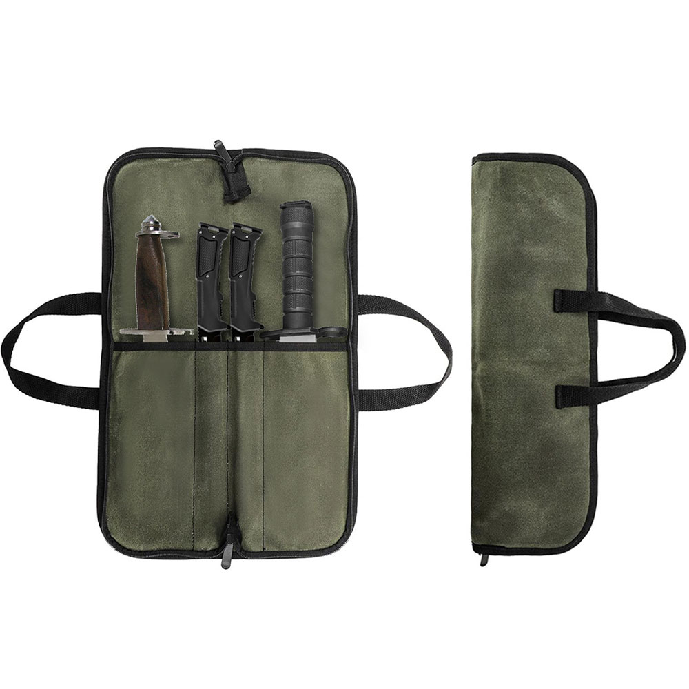 Waxed Canvas Knife Roll Bag Mu - Camping Cooking Rack ulasan dan harga
