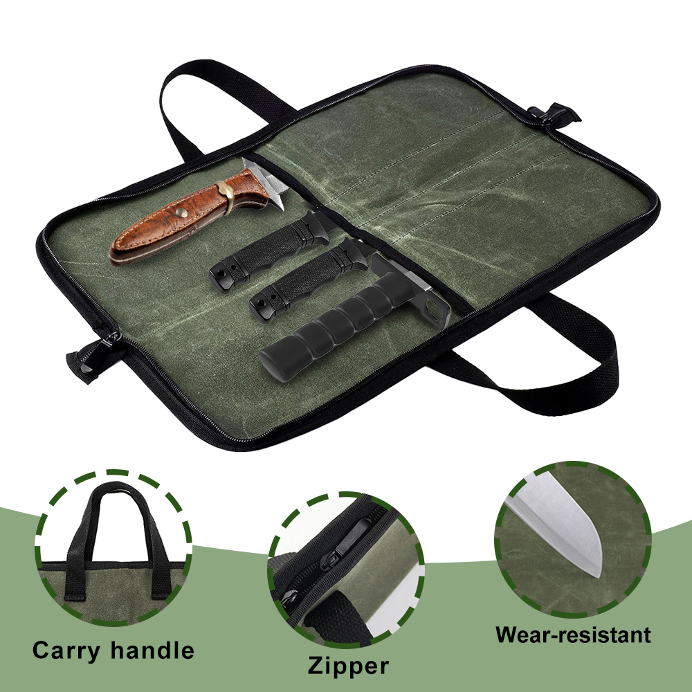 Waxed Canvas Knife Roll Bag Mu - Camping Cooking Rack ulasan dan harga