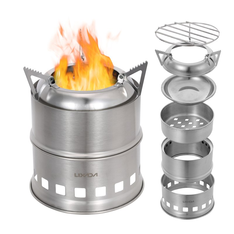 Lixada Stainless Steel Wood St - Camping Cooking Windshield ulasan dan harga