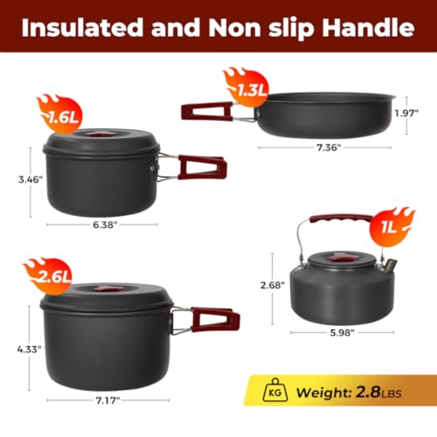 24//11/8/4 Camping Cookware Me - Camping Cooking Set For 4 ulasan dan harga