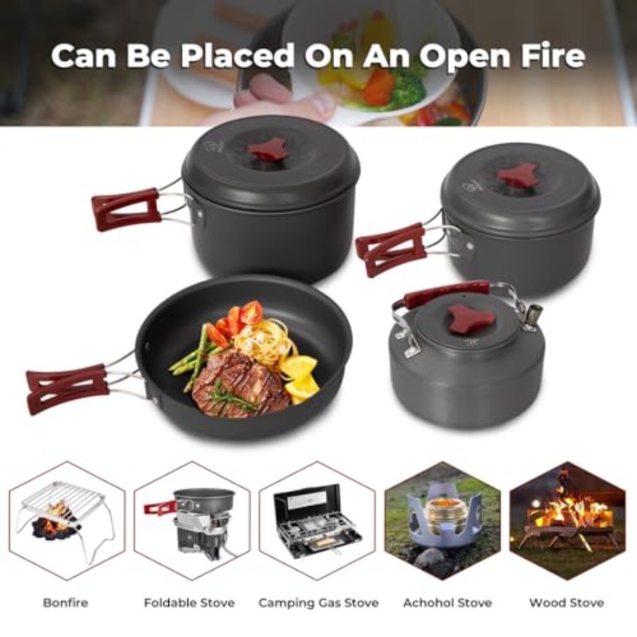 24//11/8/4 Camping Cookware Me - Camping Cooking Set For 4 ulasan dan harga
