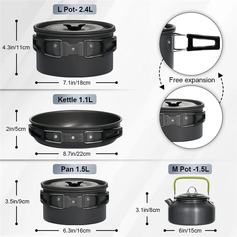 Portable Camping Cookware Set  - Camping Cooking Set For 4 ulasan dan harga