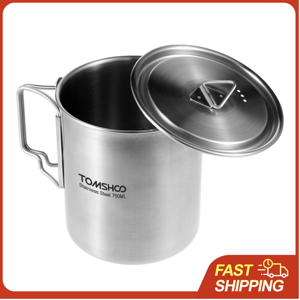 TOMSHOO 750ml Stainless Steel  - Camping Cooking Cup ulasan dan harga