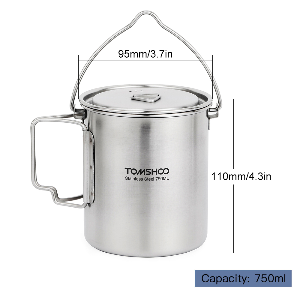 TOMSHOO 750ml Stainless Steel  - Camping Cooking Cup ulasan dan harga