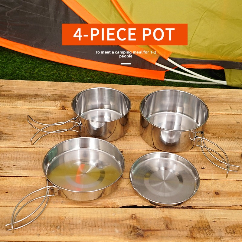CLS 4-Piece Stainless Steel Ca - Camping Cooking Set For 4 ulasan dan harga