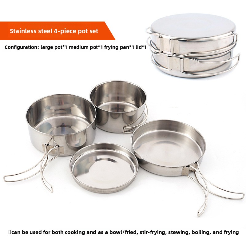 CLS 4-Piece Stainless Steel Ca - Camping Cooking Set For 4 ulasan dan harga