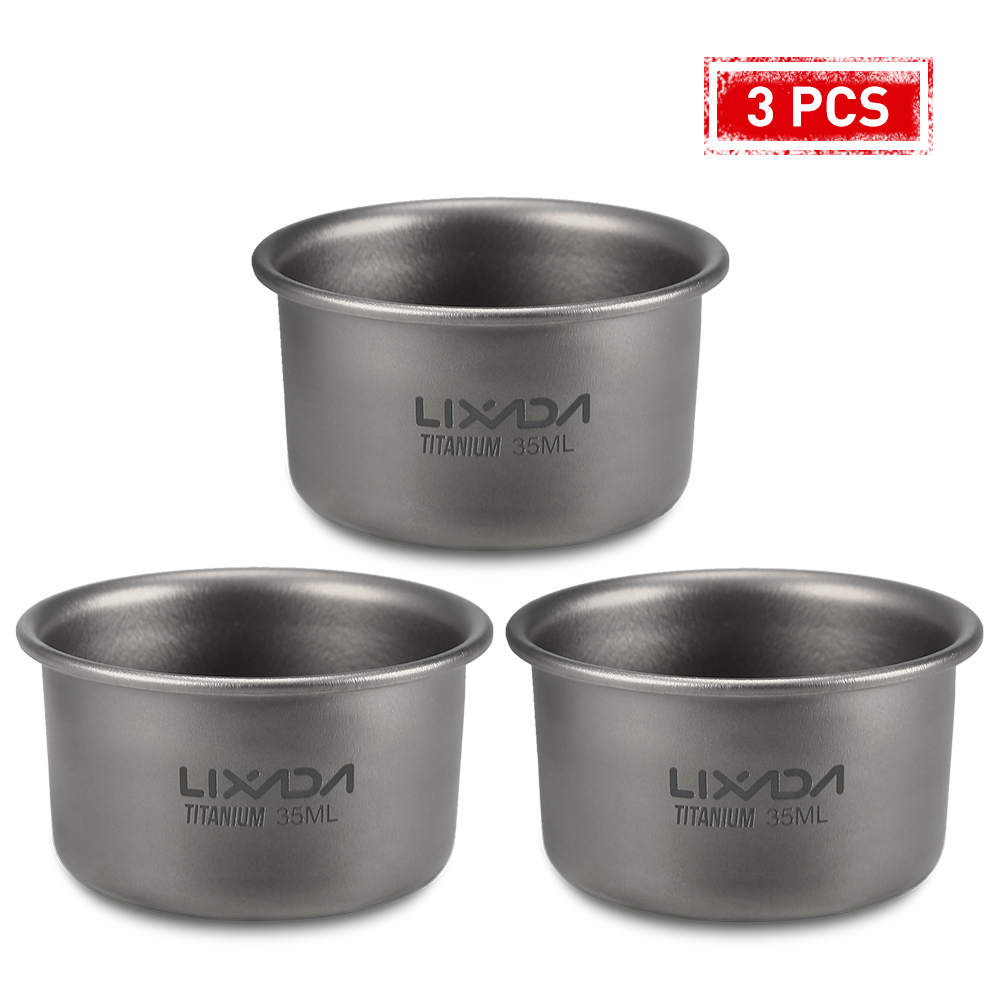 1/3pcs Lixada 35ml Mini Titani - Camping Cooking Cup ulasan dan harga